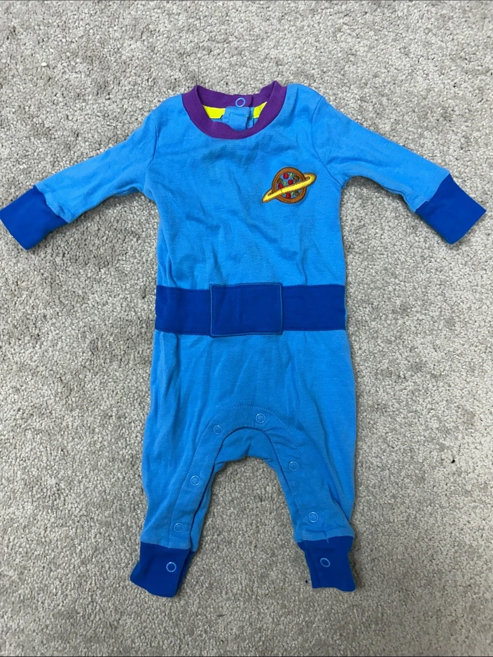 Disney Blue Space Patch Long-Sleeve Baby One-Piece
